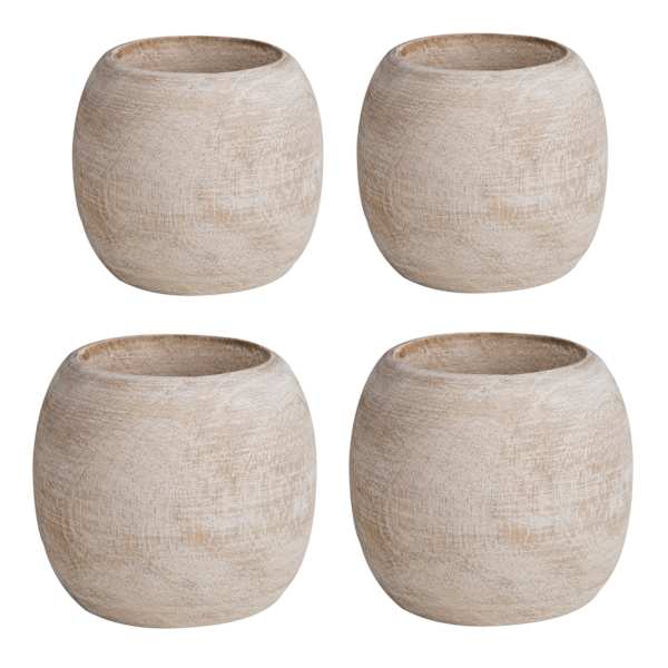 at home Set of 4 White Wooden Napkin Rings