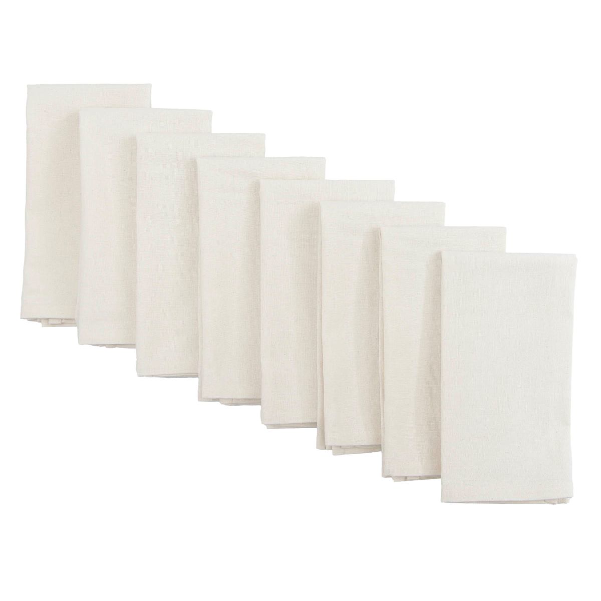 At Home Set Of 8 Ivory Cotton Napkins 18"