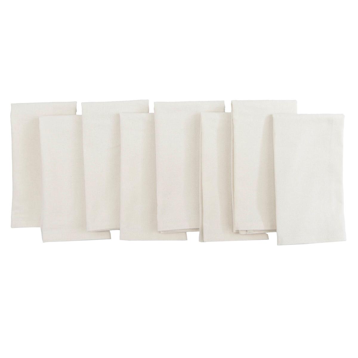 At Home Set Of 8 Ivory Cotton Napkins 18"