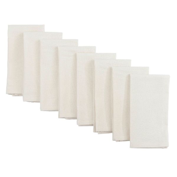 at home Set of 8 Ivory Cotton Napkins 18"