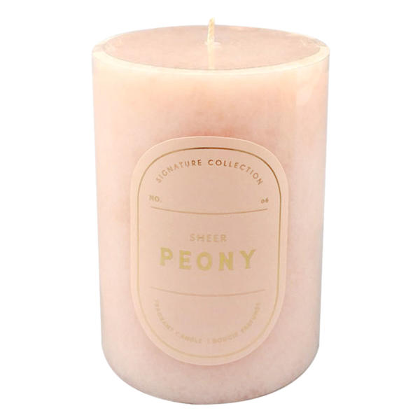 at home Sheer Peony Scented Pillar Candle 3x4