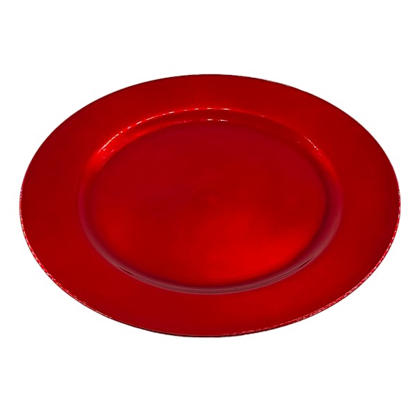 at home Shiny Red Charger Plate 13"