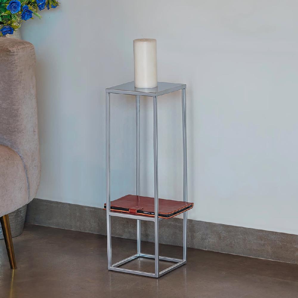 At Home Silver Iron Metal Riser 23"