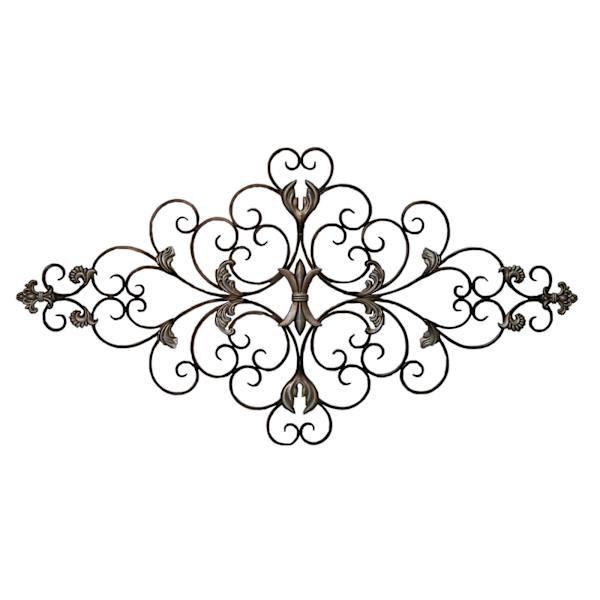 at home Silver Metal Fleur De Lis Wall Decor 47x26