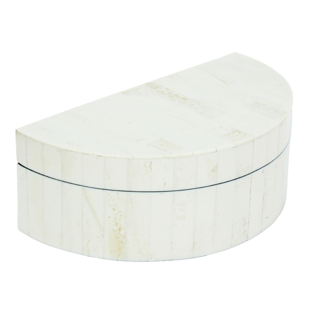 At Home Small White Half Round Box 8x4.5