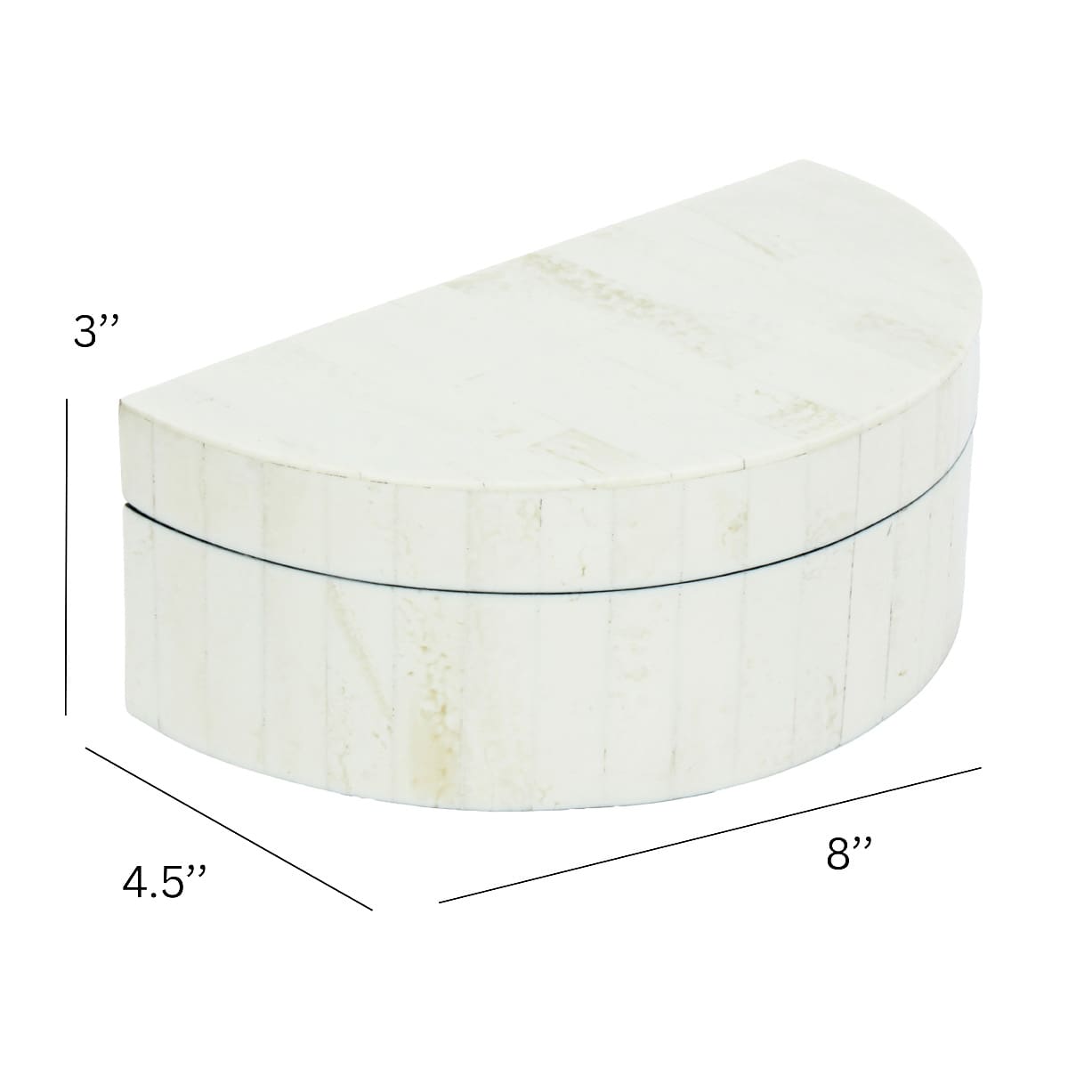 At Home Small White Half Round Box 8x4.5