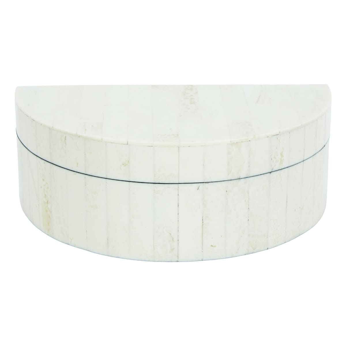 At Home Small White Half Round Box 8x4.5