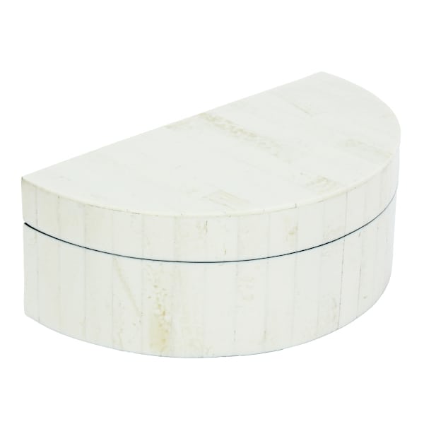 at home Small White Half Round Box 8x4.5