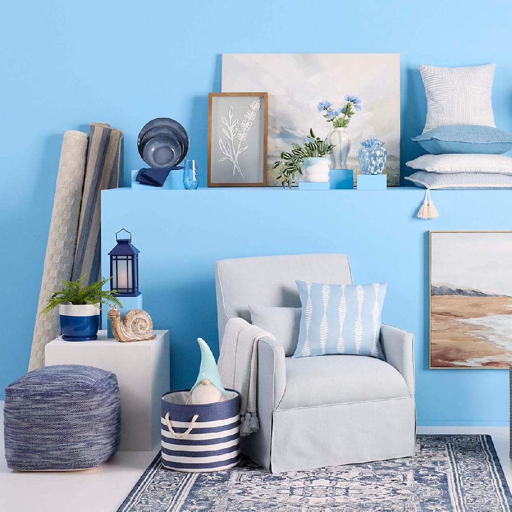 At Home Smith Swivel Accent Chair Blue