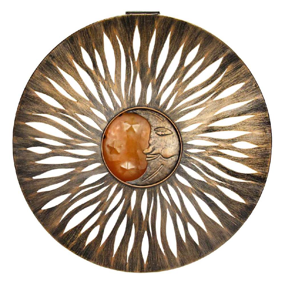 At Home Solar Metal Sun Face Outdoor Wall Decor 23"