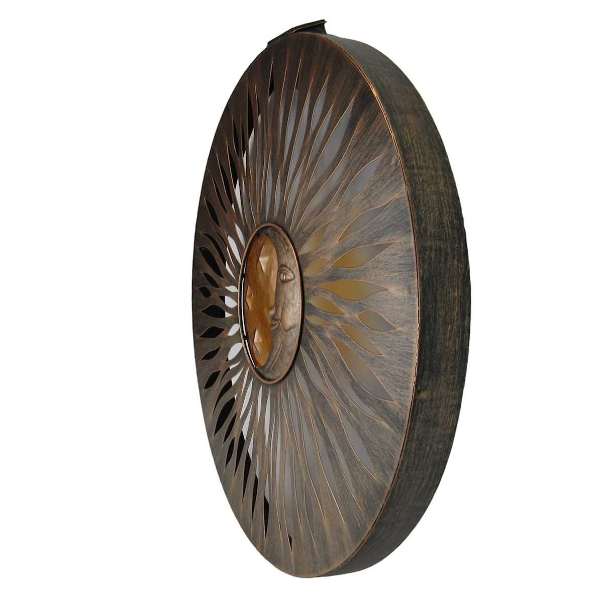 At Home Solar Metal Sun Face Outdoor Wall Decor 23"