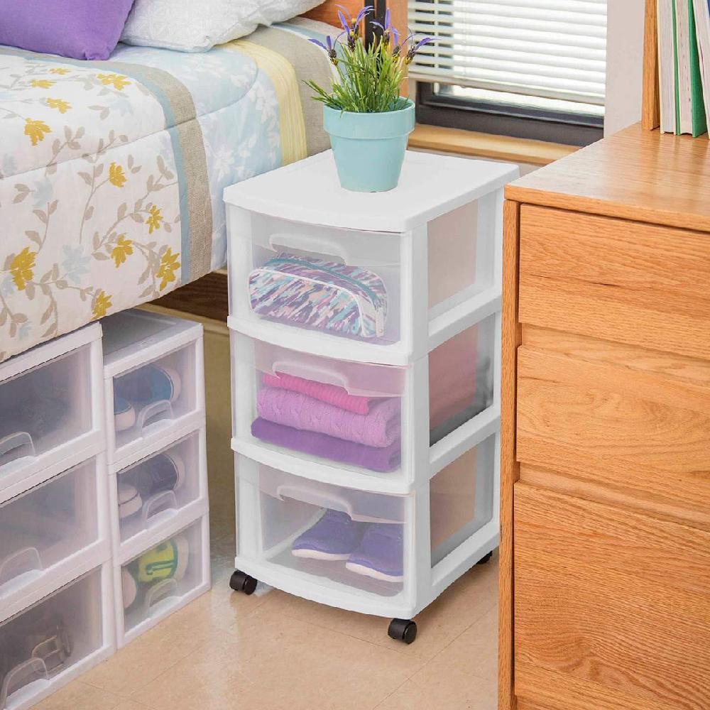 At Home Sterilite 3-Drawer Storage Cart White