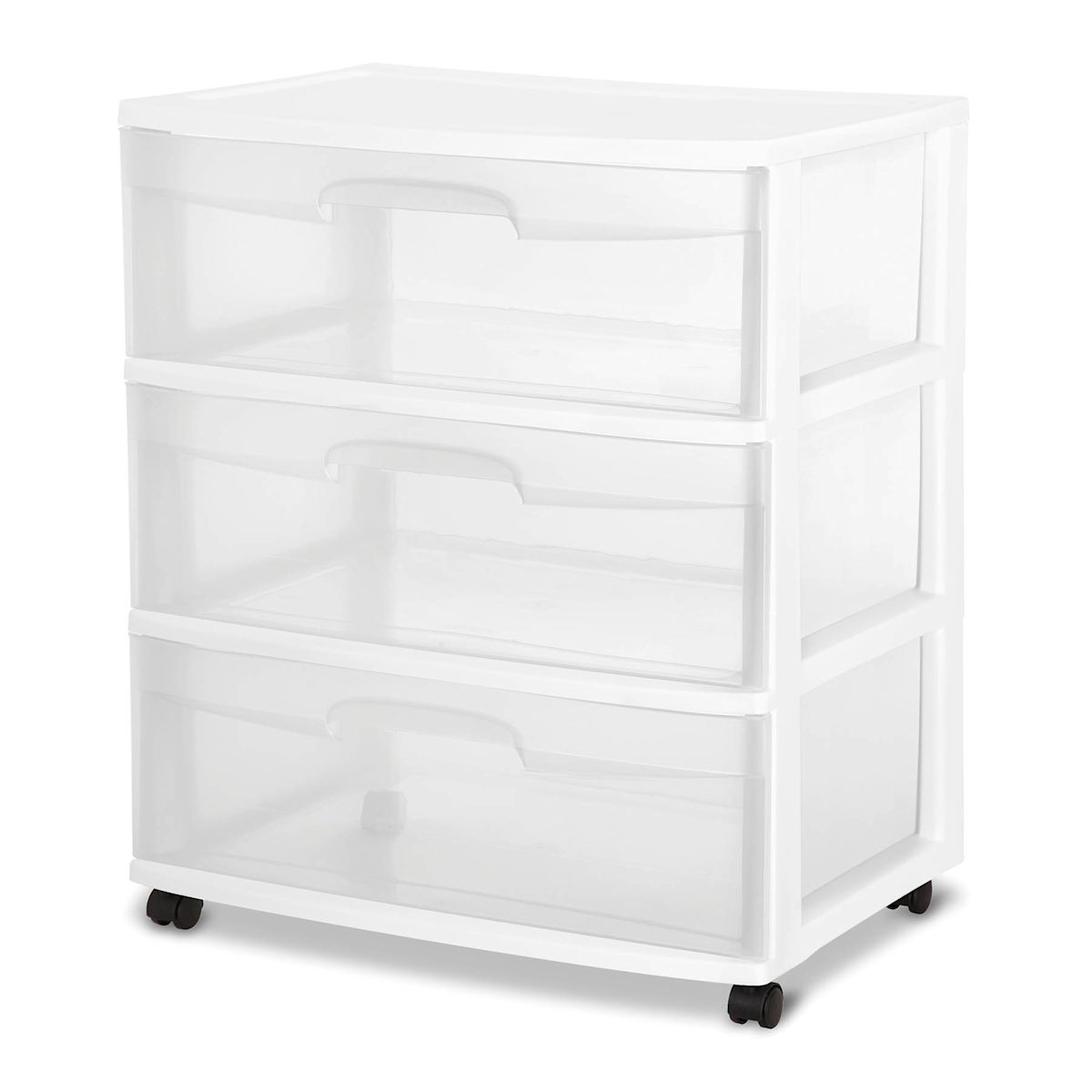 At Home Sterilite 3-Drawer Wide Storage Cart White