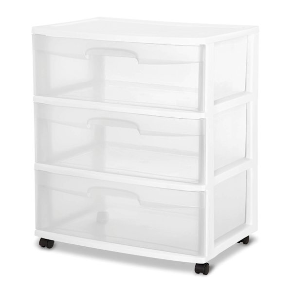 at home Sterilite 3-Drawer Wide Storage Cart White