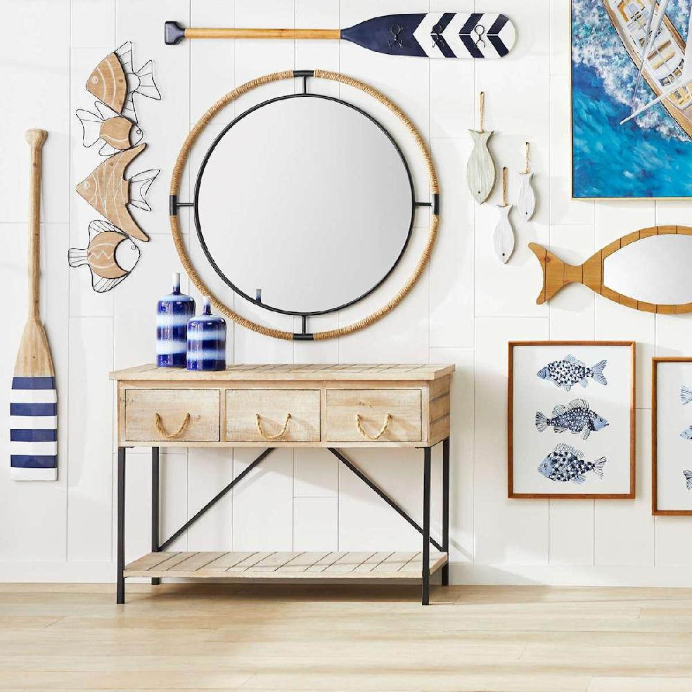 At Home Striped Wooden Oar Wall Decor 6x47