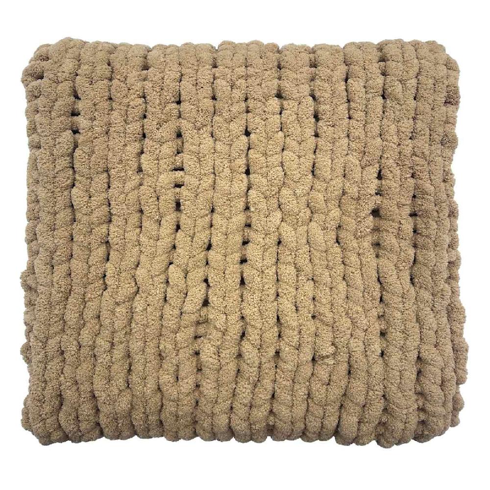 At Home Tan Chunky Knit Throw Blanket 50x60