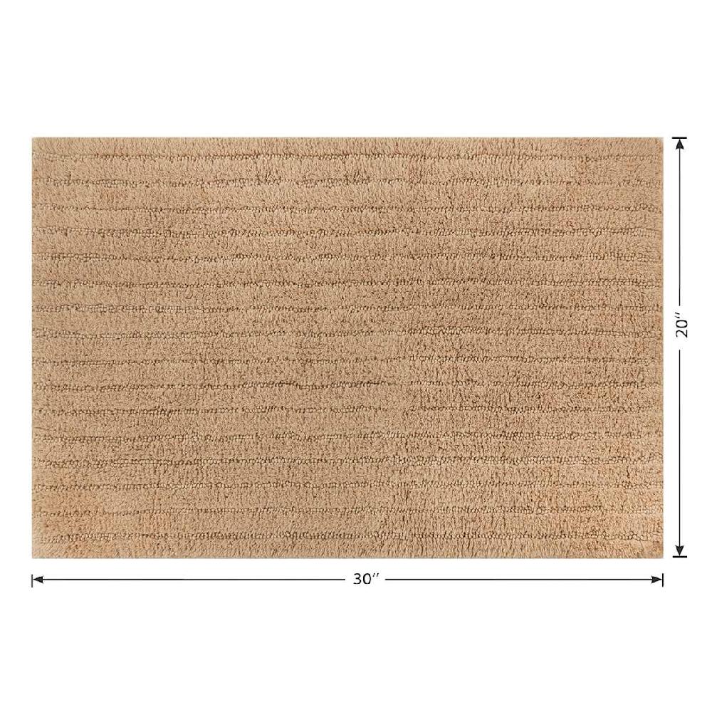 At Home Tan Striped High-Low Bath Rug 20x30