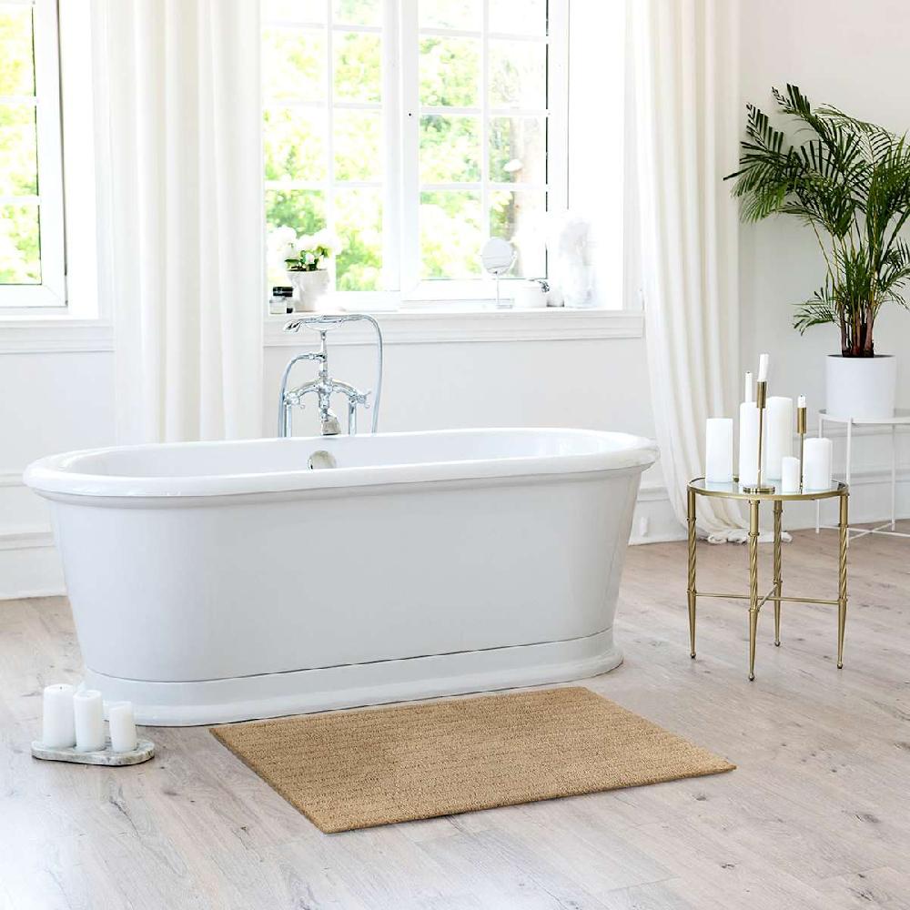 At Home Tan Striped High-Low Bath Rug 20x30