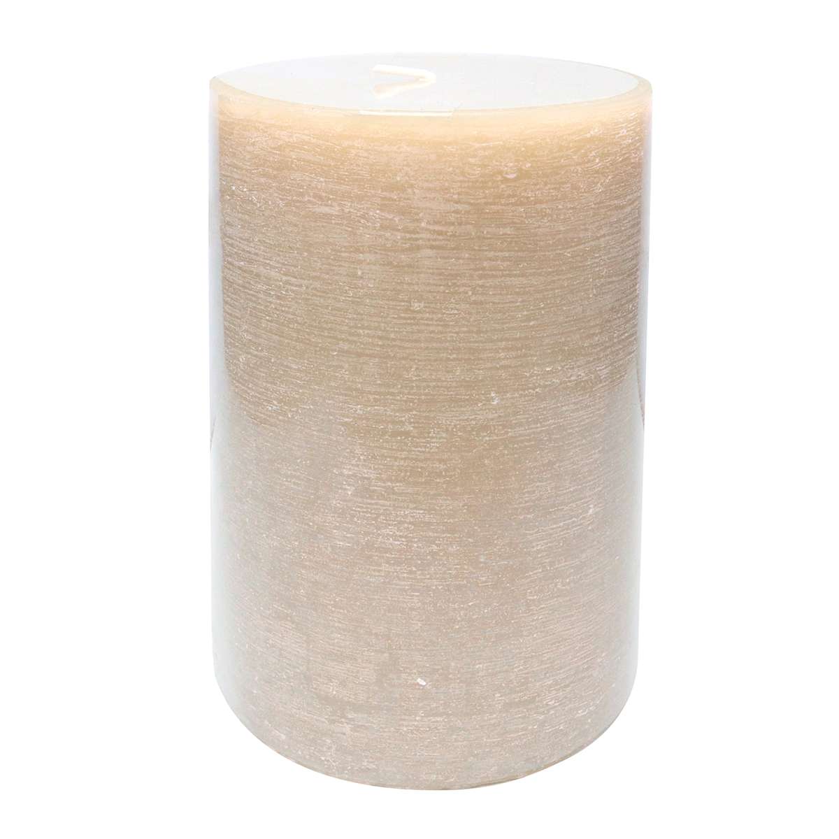At Home Tan Unscented Pillar Candle 4x6
