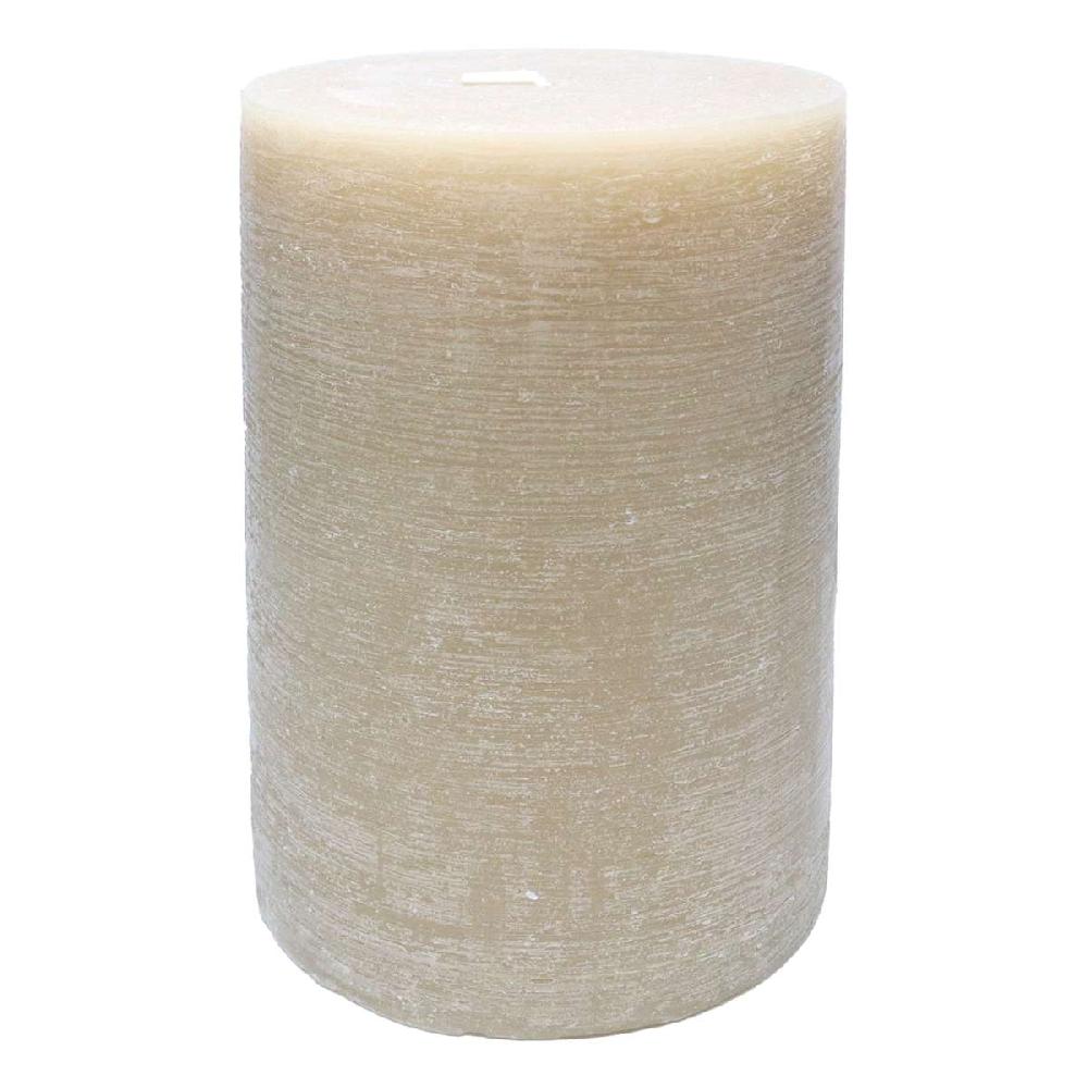 At Home Tan Unscented Pillar Candle 4x6