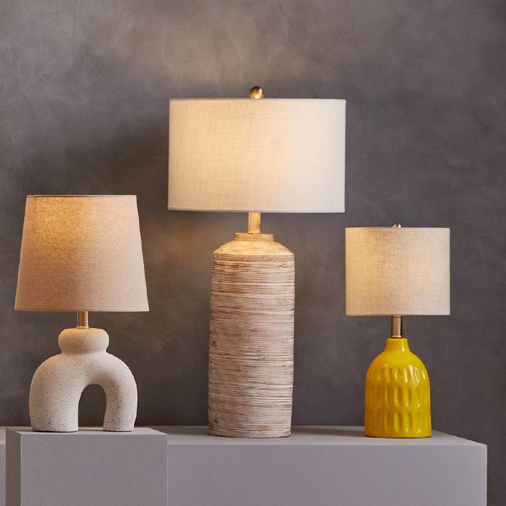 At Home Tan & White Large Table Lamp Base 24.5"