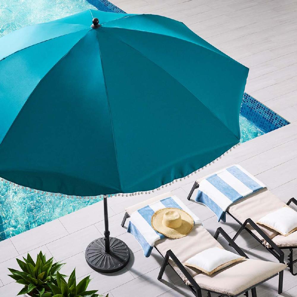 At Home Teal Crank & Tilt Round Patio Umbrella 9'