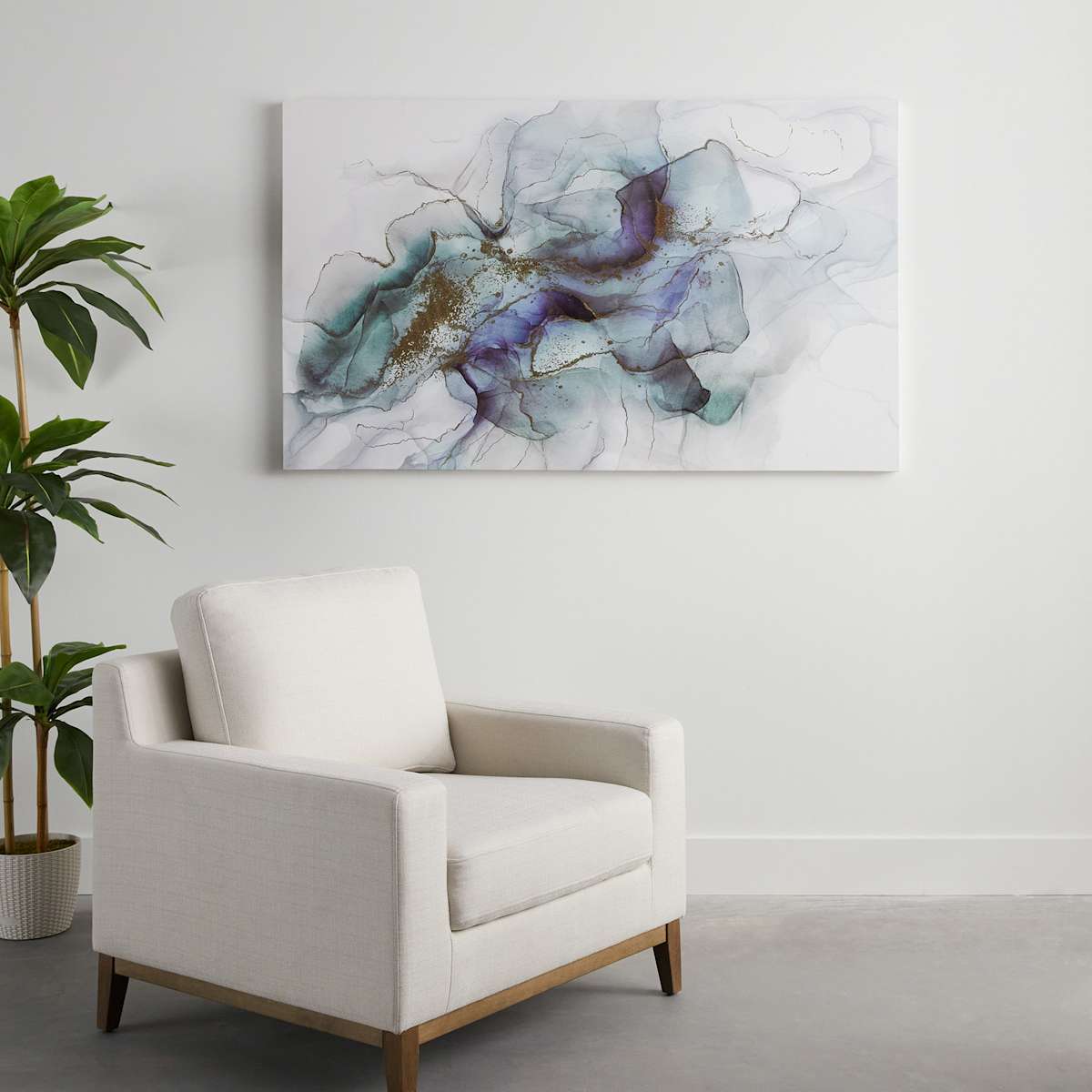 At Home Teal Swirls Canvas Wall Art 60x36