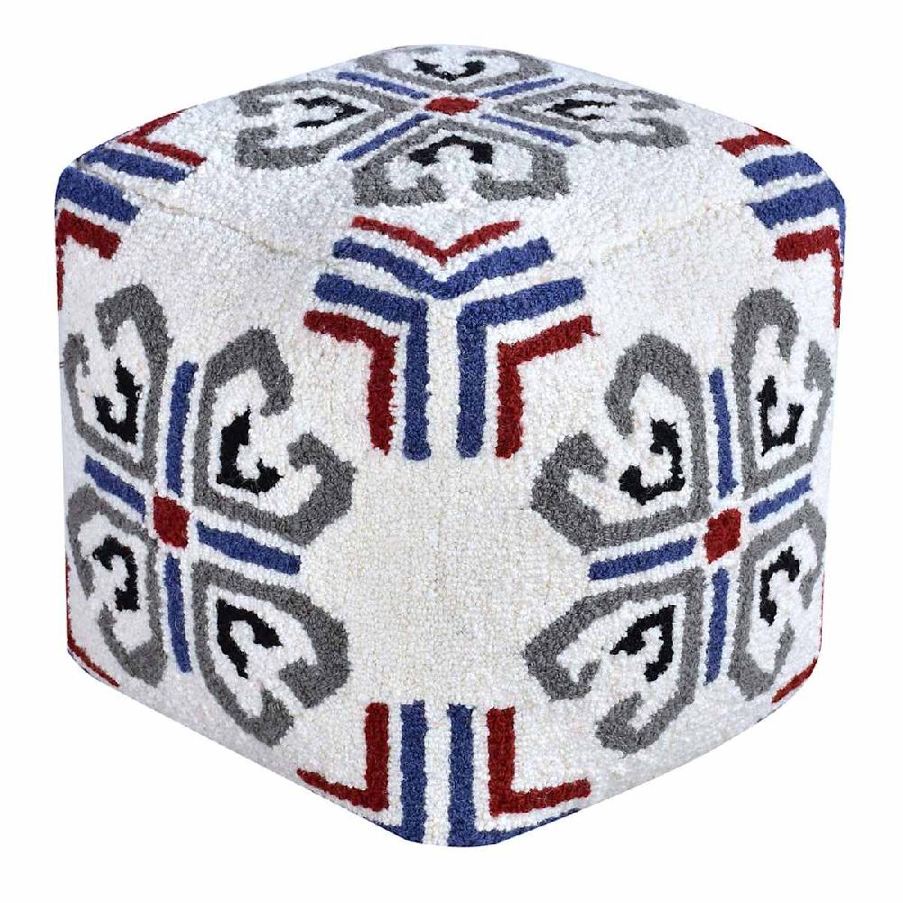 At Home Tracey Boyd Tile Tufted Pouf Blue
