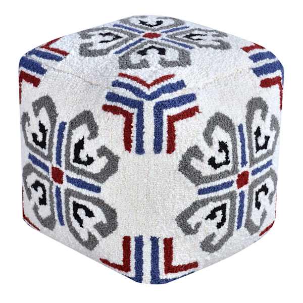 at home Tracey Boyd Tile Tufted Pouf Blue
