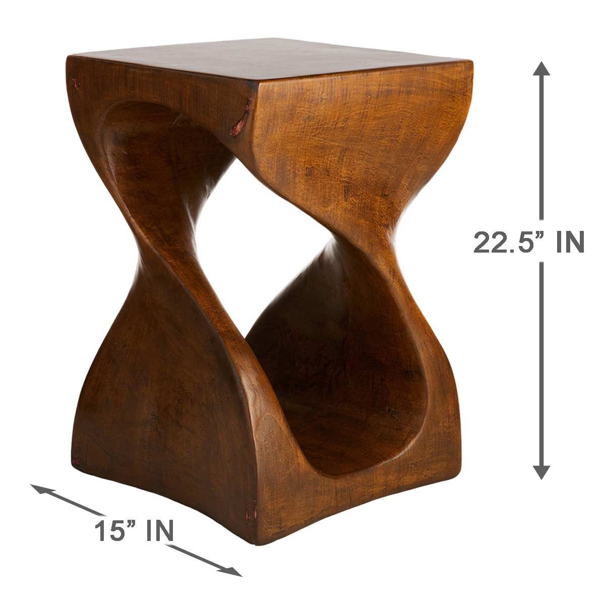At Home Twist Accent Table Walnut Finish