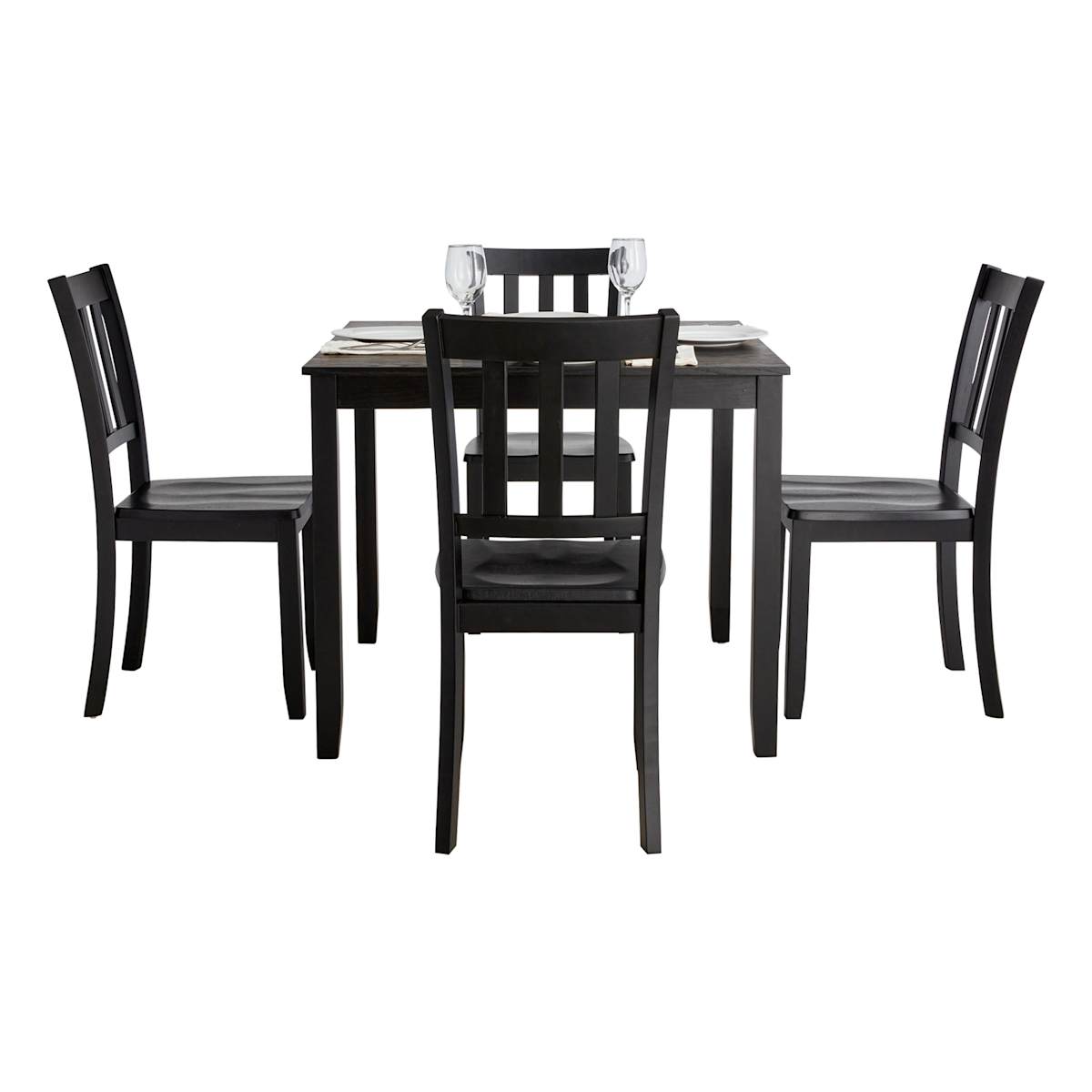 At Home Uptown 5-Piece Wooden Dining Set Black