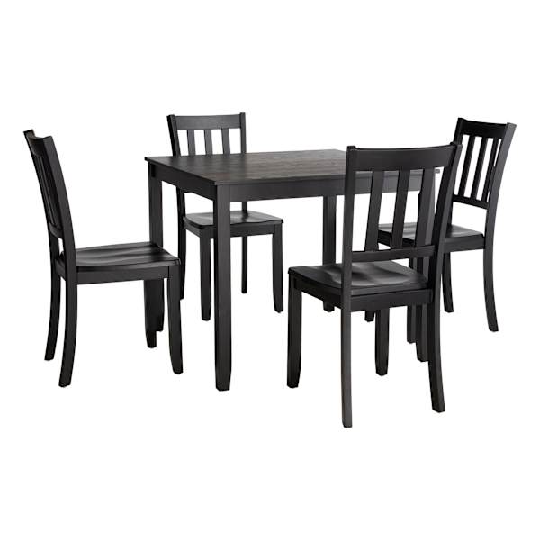 at home Uptown 5-Piece Wooden Dining Set Black