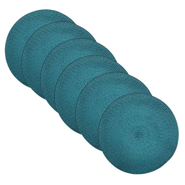 at home Veranda Set of 6 Peacock Blue Placemats 15"
