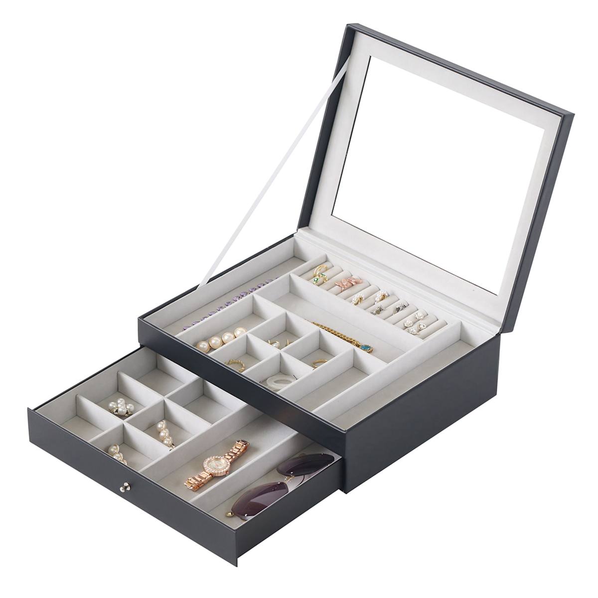 At Home Vinyl Jewelry Organizer Black