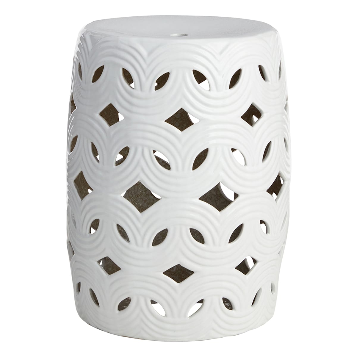At Home White Ceramic Laser Cut Plant Stand Large