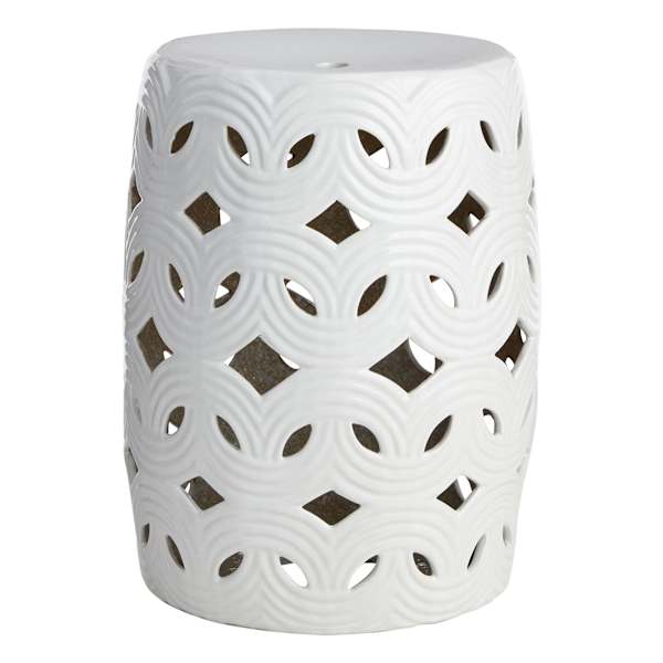 at home White Ceramic Laser Cut Plant Stand Large