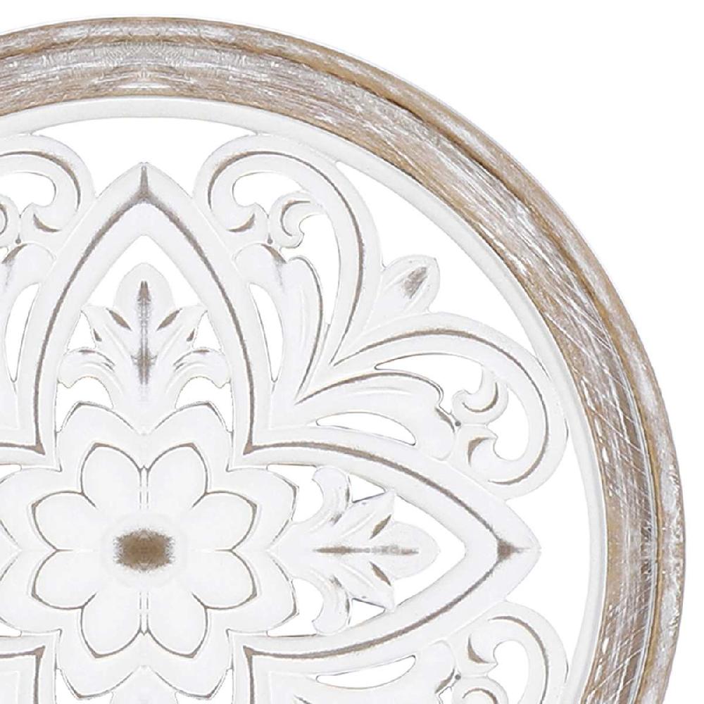 At Home White Faux Wood Medallion Wall Decor 17"