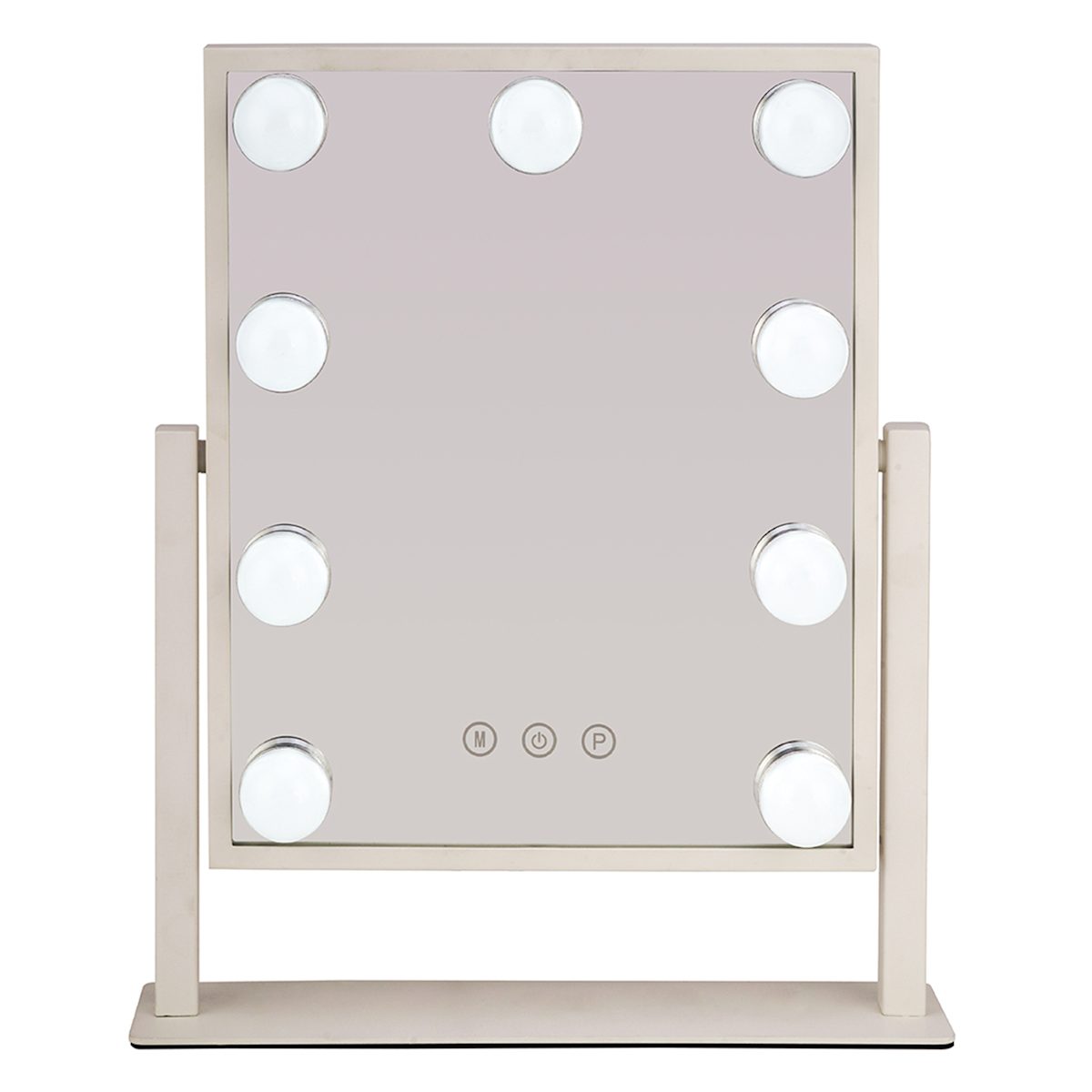 At Home White LED Light Standing Mirror 16"