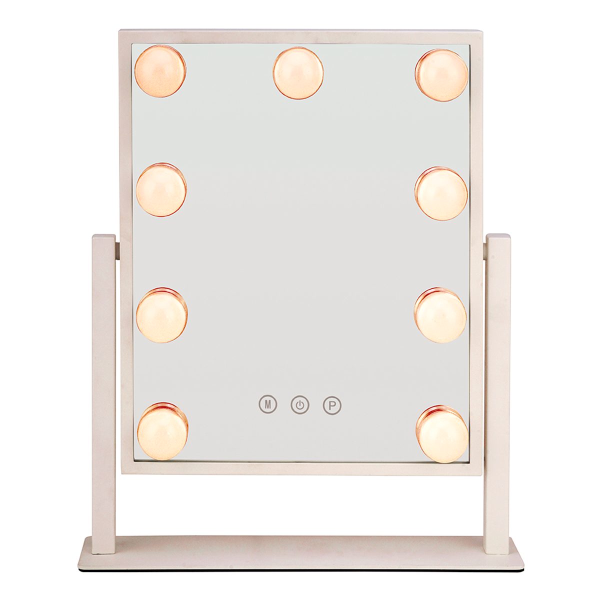 At Home White LED Light Standing Mirror 16"
