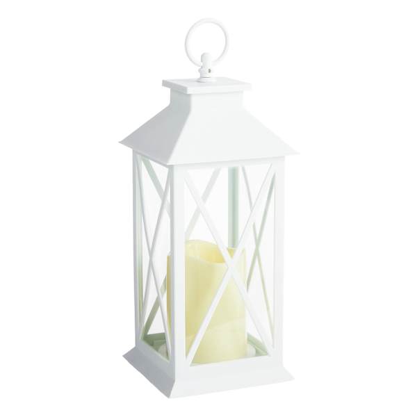 at home White LED X-Frame Lantern 11"