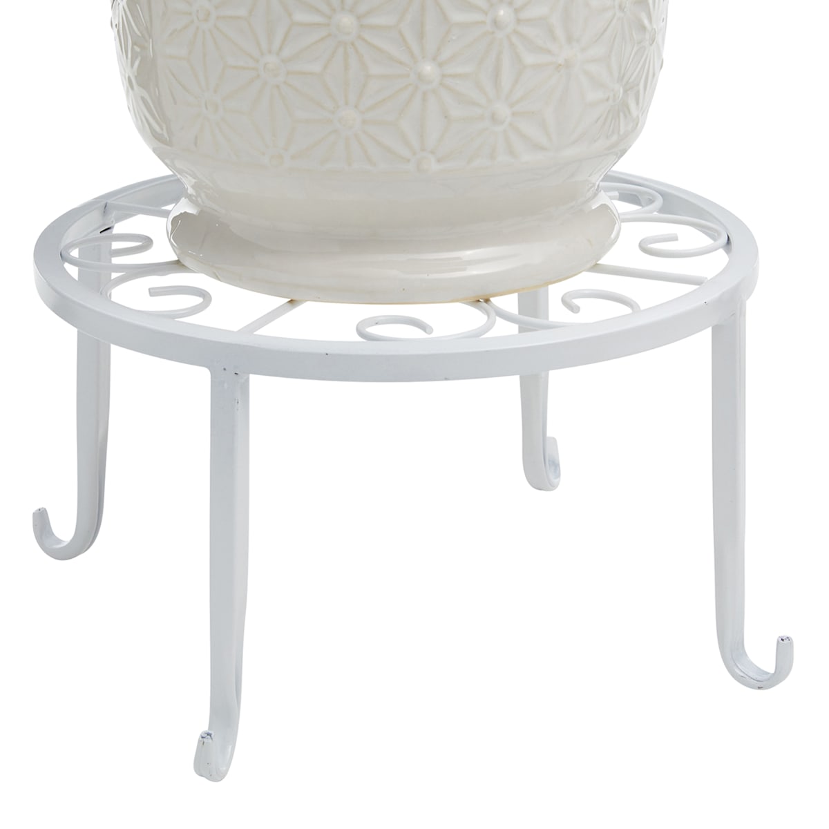 At Home White Metal Star Plant Stand Medium