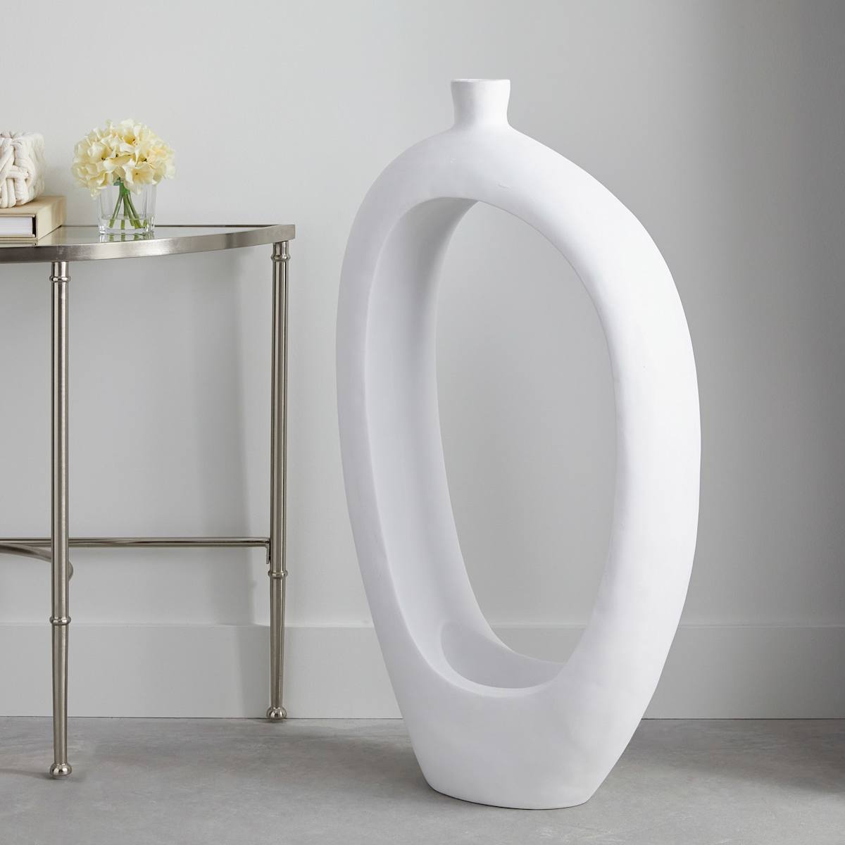 At Home White Open Floor Vase 40"