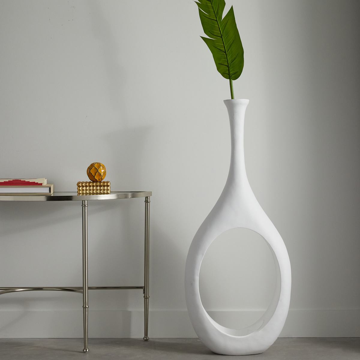 At Home White Open Floor Vase 48"