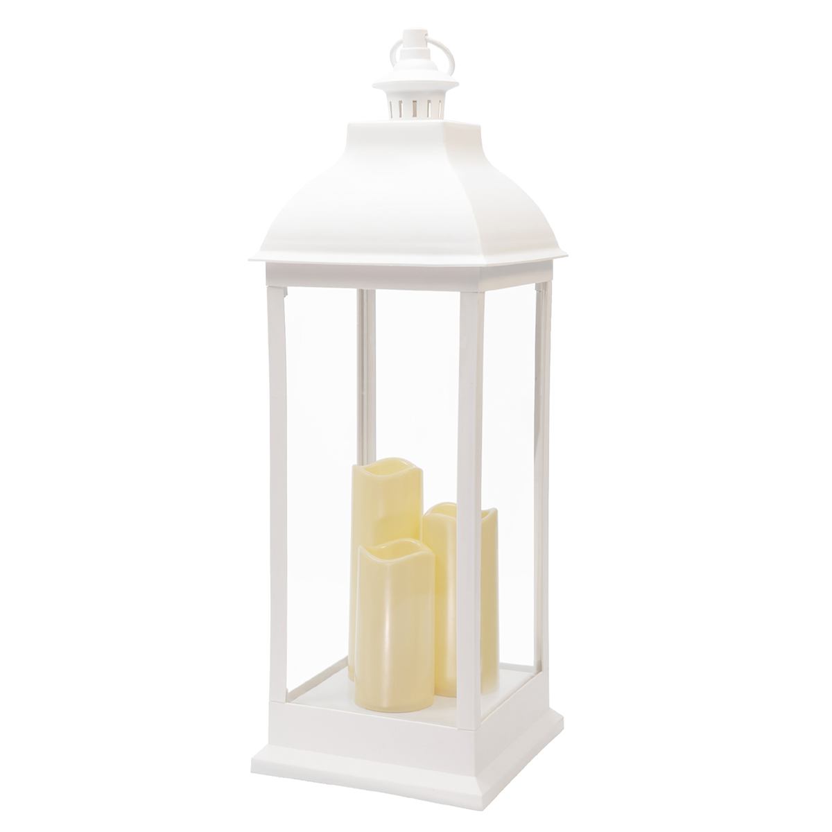 At Home White Pre-Lit LED Floor Lantern 28"