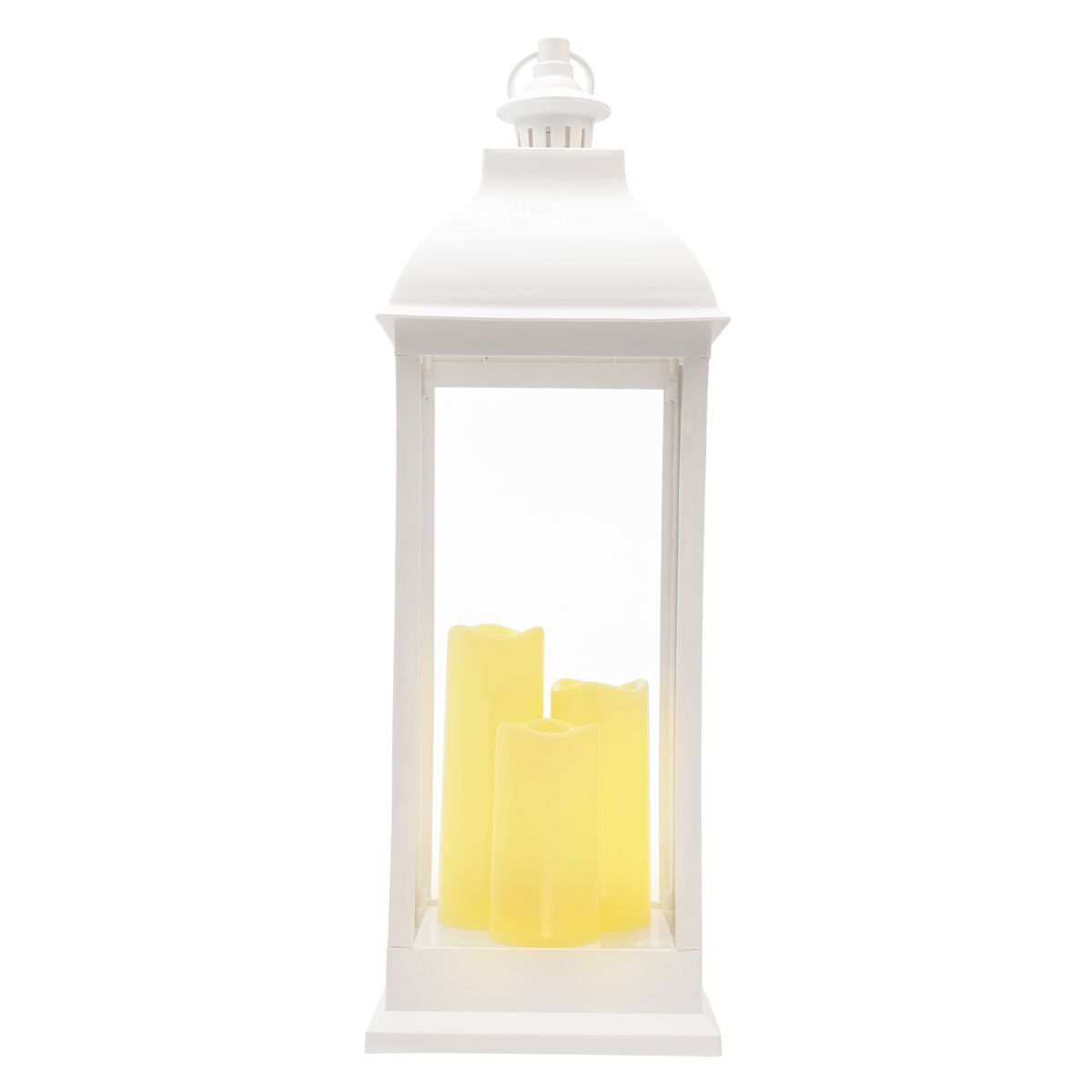 At Home White Pre-Lit LED Floor Lantern 28"