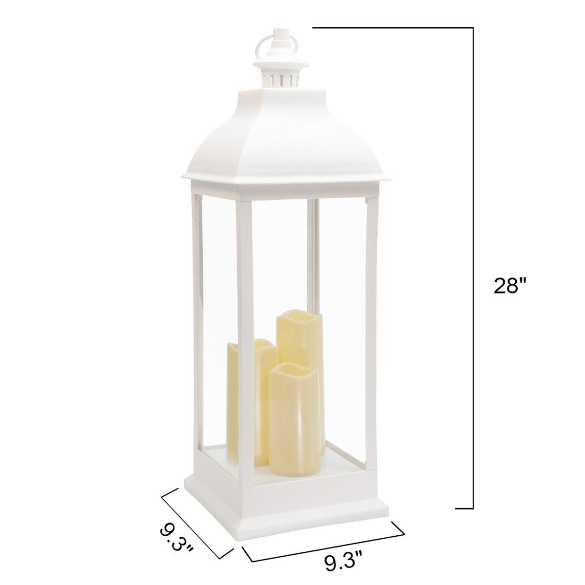 At Home White Pre-Lit LED Floor Lantern 28"