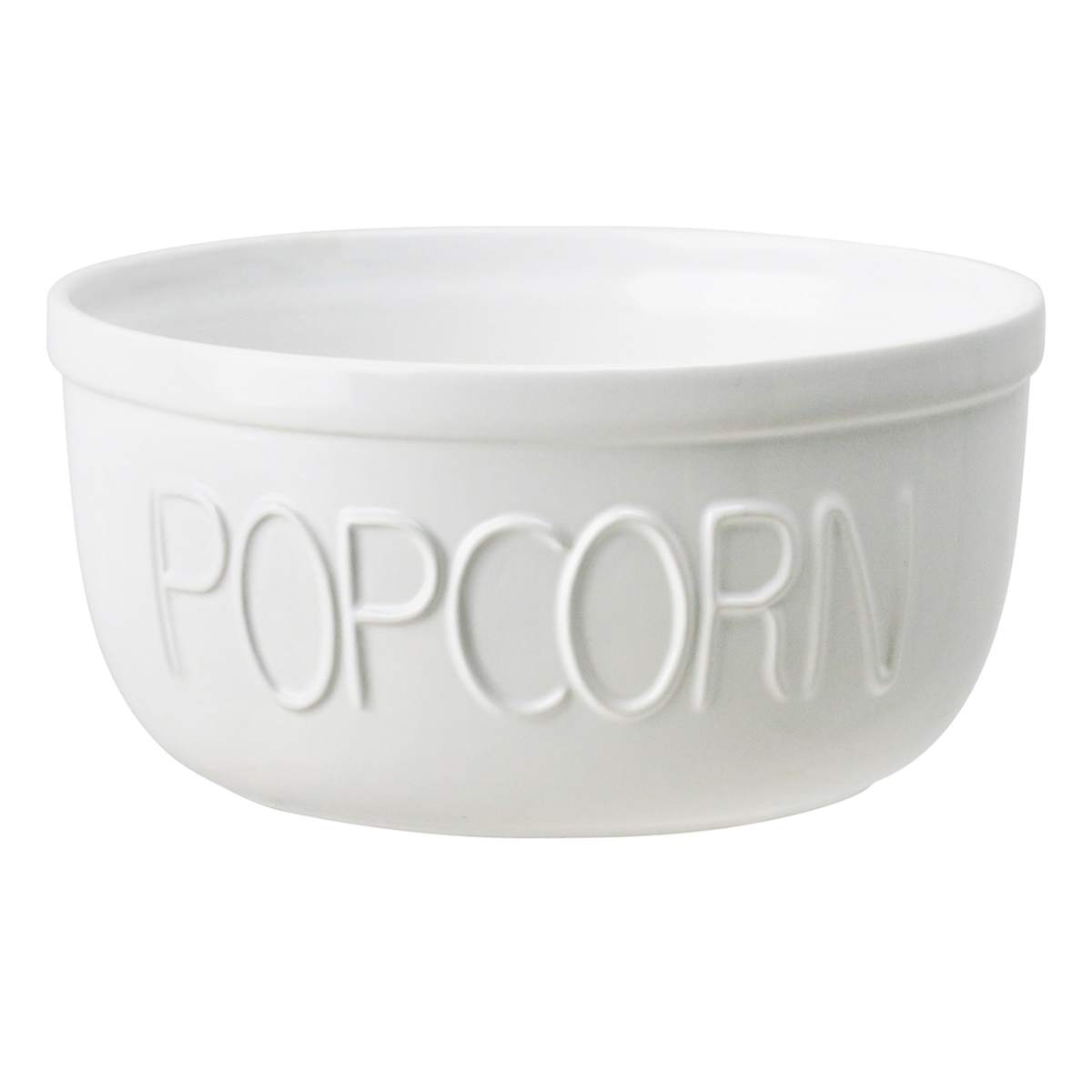 At Home White Stoneware Popcorn Bowl