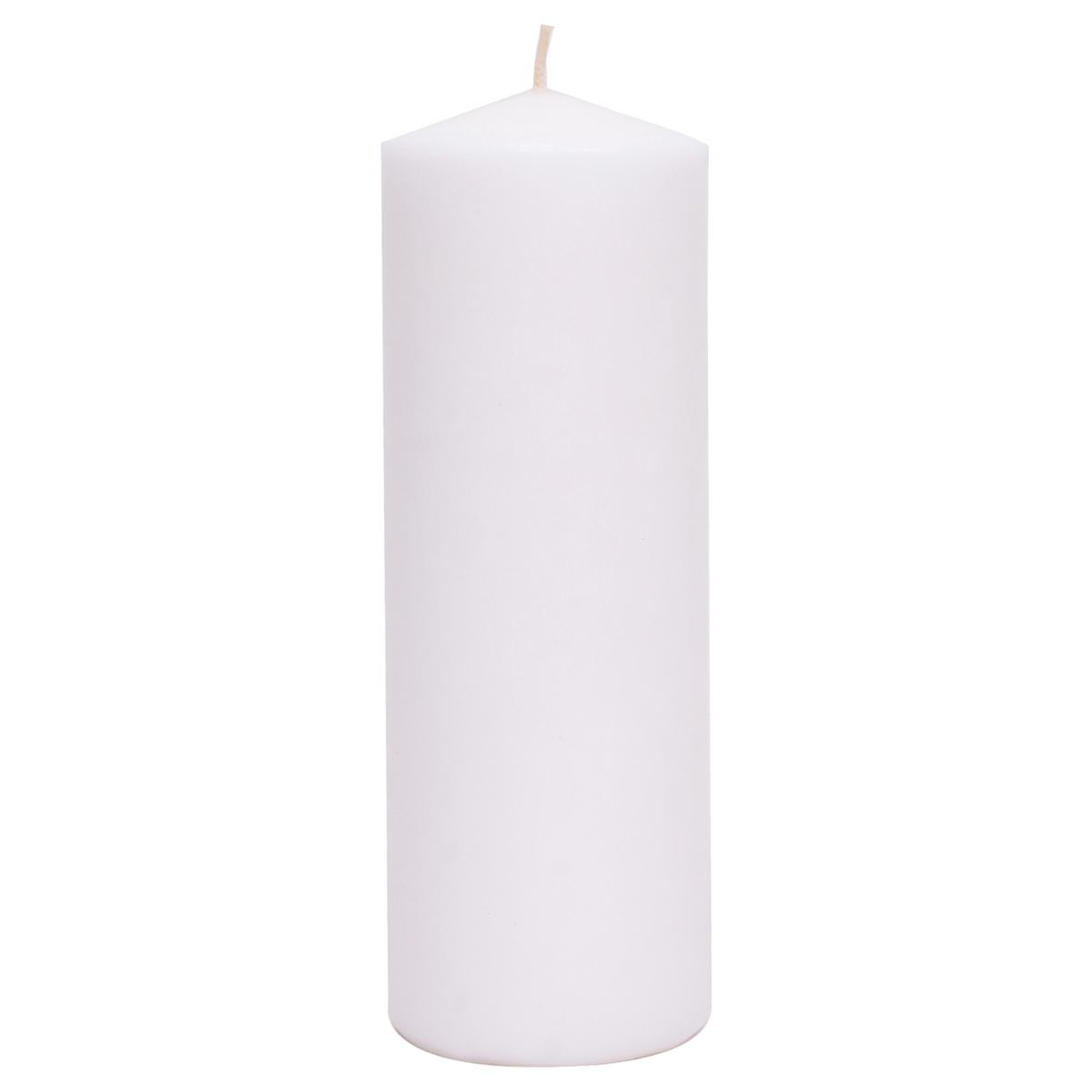 At Home White Unscented Overdip Pillar Candle 8"