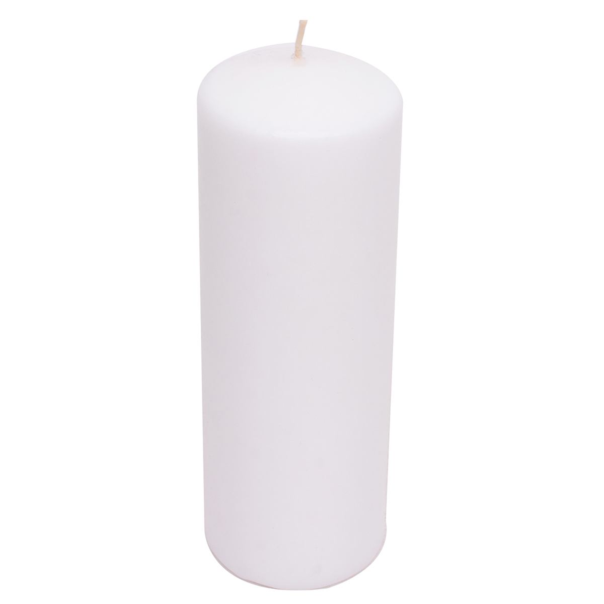 At Home White Unscented Overdip Pillar Candle 8"