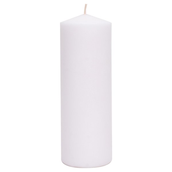 at home White Unscented Overdip Pillar Candle 8"